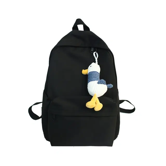 醇龙 韩版纯色小众 尼龙 双肩包 女款 黑色/白色