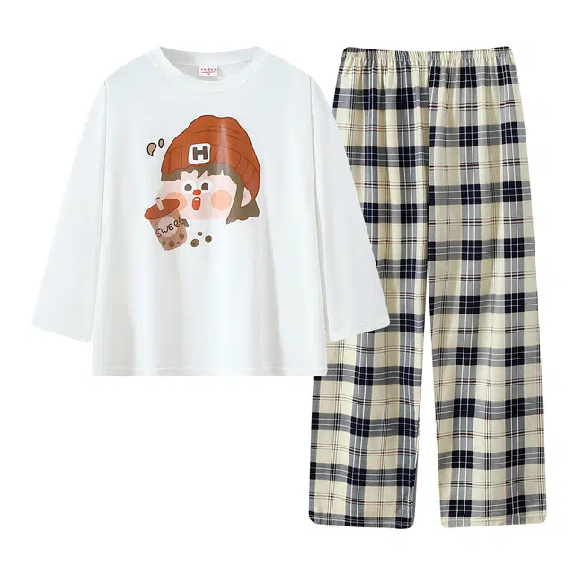 俞兆林 可爱卡通圆领柔软长袖长裤舒适休闲可外穿家居服睡衣套装 男女同款