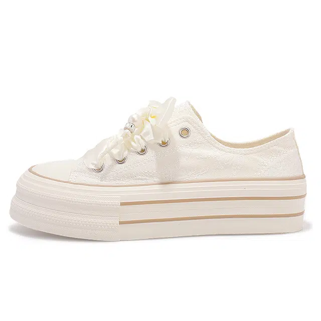 时尚潮流厚底舒适小众简约百搭鞋款 防滑耐磨 低帮 板鞋 女款 米色经典色调