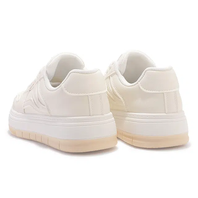 人造革 百搭舒适潮流时尚小众设计感鞋款 防滑耐磨增高 低帮 板鞋 女款 米色