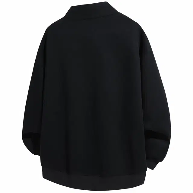 吾皇猫 高街美式复古无性别穿搭简约百搭拼接设计感高级感插肩袖立领运动休闲宽松基础款舒适透气时尚潮流双拉头开衫夹克外套 男女同款