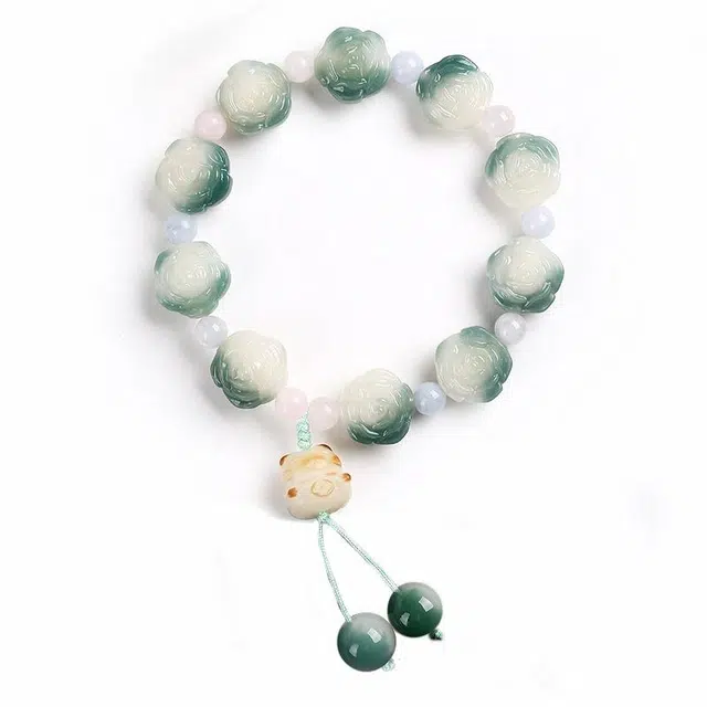 京华录 高级感文艺复古 新中式炭烧飘花少女心山茶花 森系典雅大气宫廷风 国潮转运 招桃花早鸳 菩提根 手串 男女同款情侣款