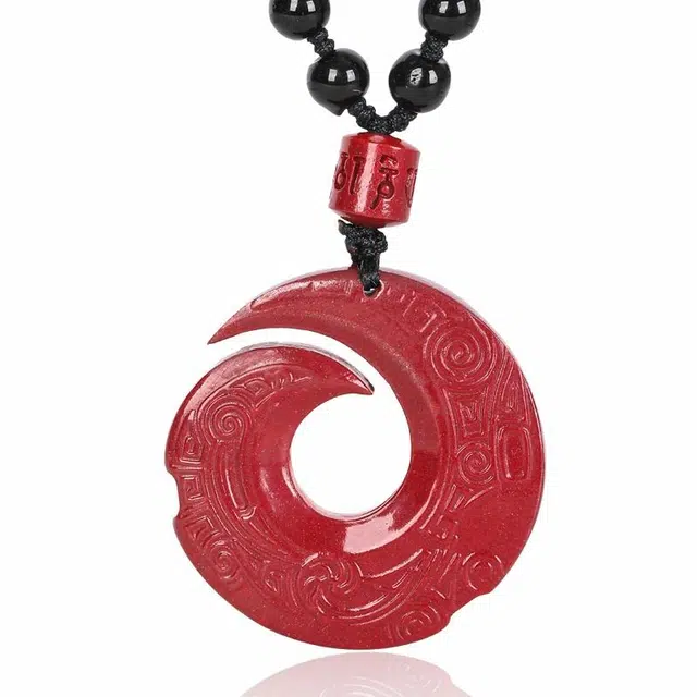 妍韵珠宝 时来运转本命年平安符#好运 再造辰砂朱砂 玉石吊坠 男女同款情侣款
