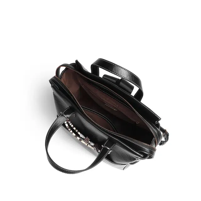 木林森 复古植鞣学院风背包大容量学生书包笔记本电脑包 合成革 双肩包 男女同款情侣款 黑色/浅咖色