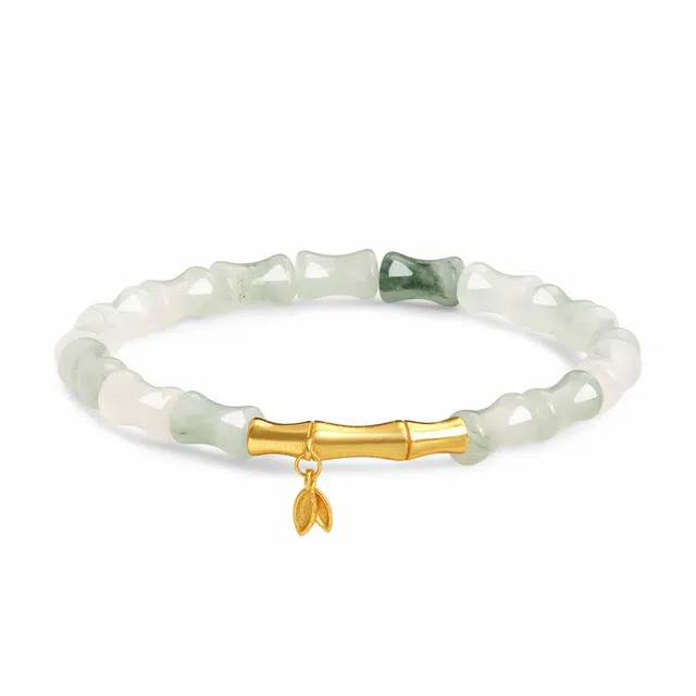 老凤祥 竹节远山黛 新中式古典国风 典雅美学 节节高升 转运招财高级感轻奢国潮百搭 天山翠 手串 男女同款情侣款