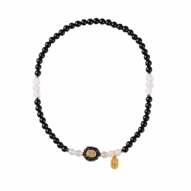 京华录 中式五条经文双圈叠戴文玩佛珠招财纳福平安福牌转运珠 诸事顺利平安喜乐有钱花文玩手饰#好运 黑檀 手串 男女同款情侣款