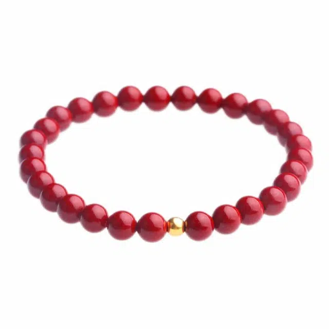 妍韵珠宝 诸事顺利吉祥好运饰品红色本命年转运 再造辰砂朱砂 玉石手串 男女同款情侣款