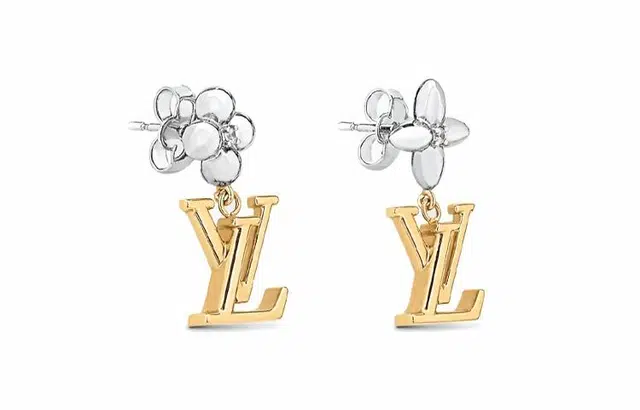 Louis Vuitton Initial Pendant Earrings Gold
