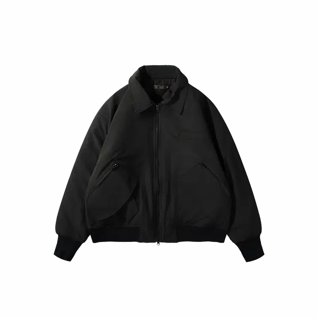 我是大卫 短款翻领美式痞帅飞行工装保暖棉服 男女同款 黑色