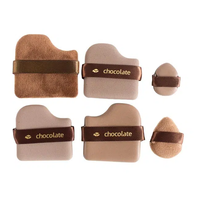 静玲珑 巧克力迷你拇指巧克力双面皮面气垫植绒散粉迷你拇指粉扑 定妆不吃粉易上妆