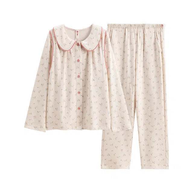 芬腾 亲肤细腻休闲月子服长袖家居服睡衣套装 女款 杏色