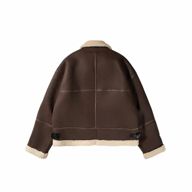 我是大卫 复古纯色百搭简约翻领夹克外套 男女同款 棕色