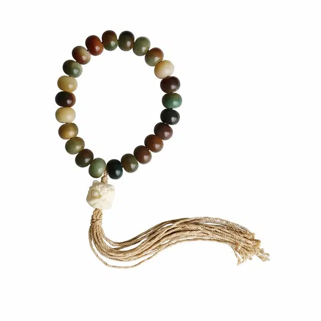 芳缘小傅 高品质招财纳福国潮有钱花财源滚滚好运连连诸事顺利文玩手饰小众百搭国风敦煌色渐变流苏手持 #好运 菩提根 手串 男女同款情侣款