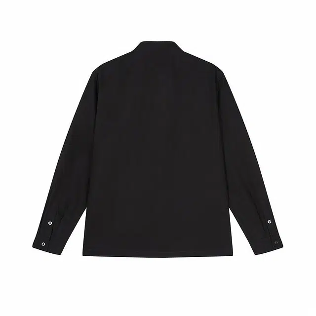 速写 黑支线 纯色休闲简约日常轻商务宽松长袖衬衫 男款 本黑