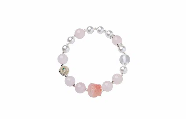 克拉日记 粉水晶贝珠珍珠新中式国潮盐源貔貅国潮风招财健康平安礼盒装 玛瑙 手串 女款