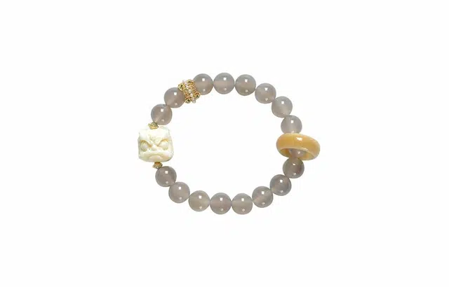 克拉日记 新中式国潮国潮醒狮跑环复古新中式手饰招财平安好运 玛瑙 手串 女款