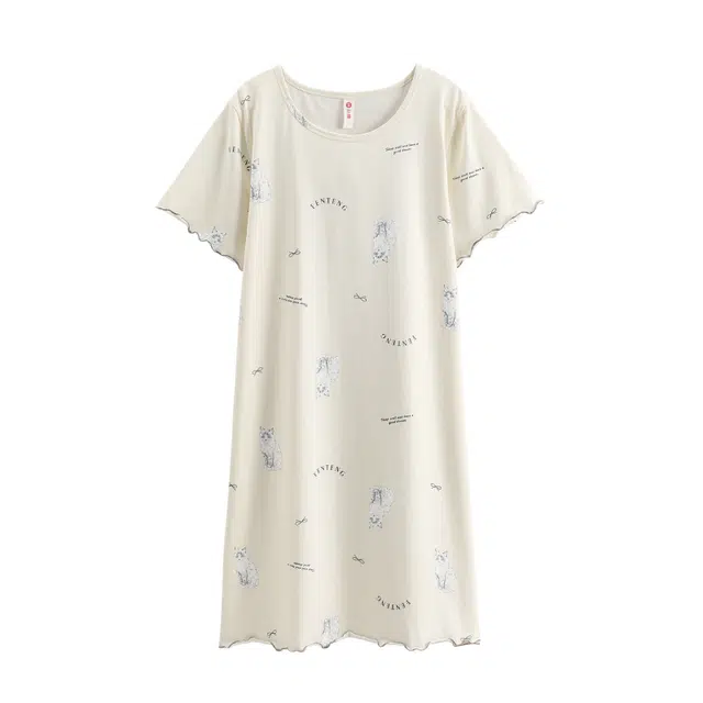 芬腾 薄款休闲短袖可爱家居服睡裙 女款