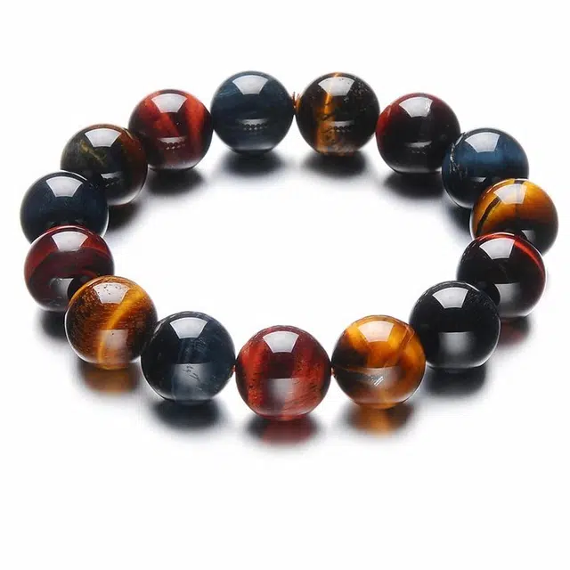 妍韵珠宝 国潮霸气彩色木变石#好运 虎眼石 玉石手串 男女同款情侣款