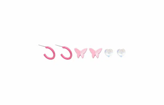 克拉日记 极简小清新套装蝴蝶三件套轻奢小众可爱百搭花朵耳环锦鲤事业招财平安礼盒装 滴胶 树脂 耳钉耳饰#好运研究院 女款