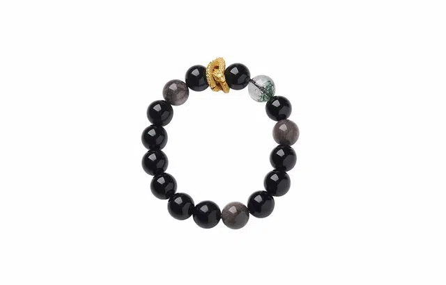 克拉日记 银曜石龙九紫离火好运珠单圈佛珠锦鲤事业招财健康平安桃花小众礼盒装 琉璃 手串 男女同款情侣款