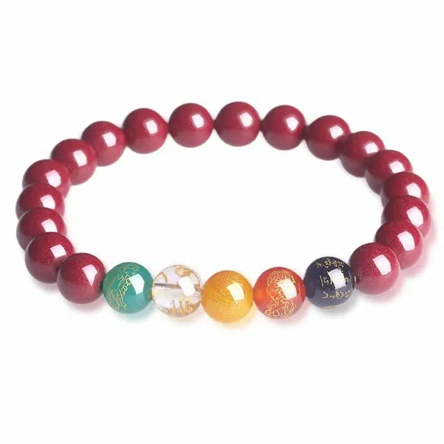 妍韵珠宝 五路财神转运珠 #好运 朱砂 玉石手串 男女同款情侣款