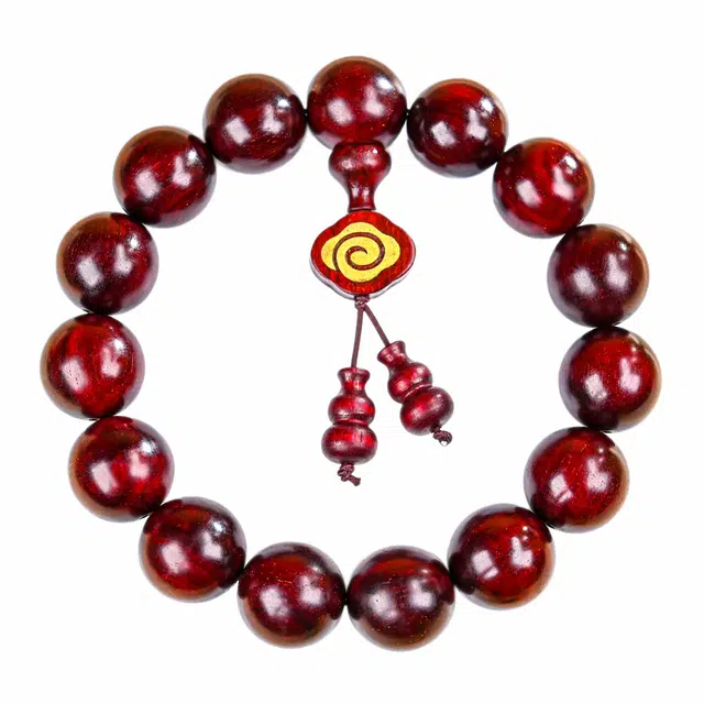 素于 【八方来财】国潮新中式祥云款单圈文玩佛珠轻奢高级感念珠平安喜乐诸事顺遂盘玩把玩#好运配饰 紫檀属 木作手串 男女同款情侣款