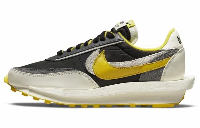 Sacai x UNDERCOVER x Nike LDWaffle black and bright citron