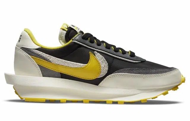 Sacai x UNDERCOVER x Nike LDWaffle black and bright citron