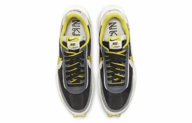 Sacai x UNDERCOVER x Nike LDWaffle black and bright citron