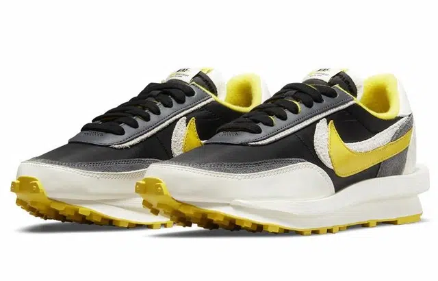 Sacai x UNDERCOVER x Nike LDWaffle black and bright citron