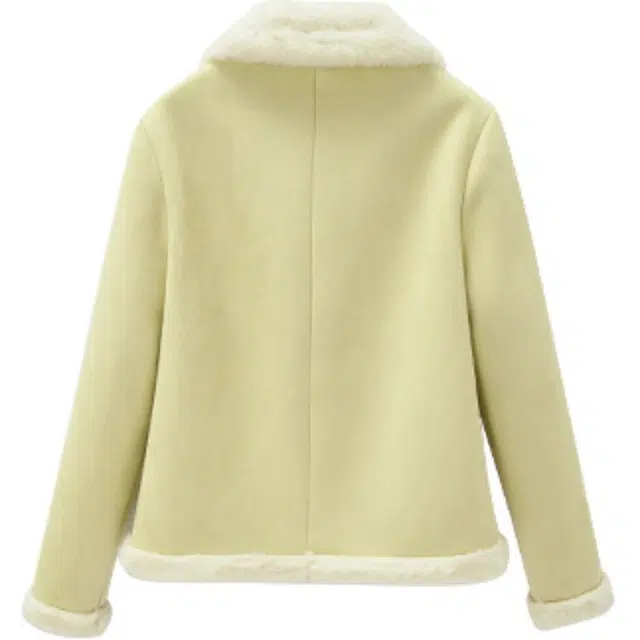 爱依服 美式休闲通勤风保暖百搭长袖绒感外套 女款 浅黄
