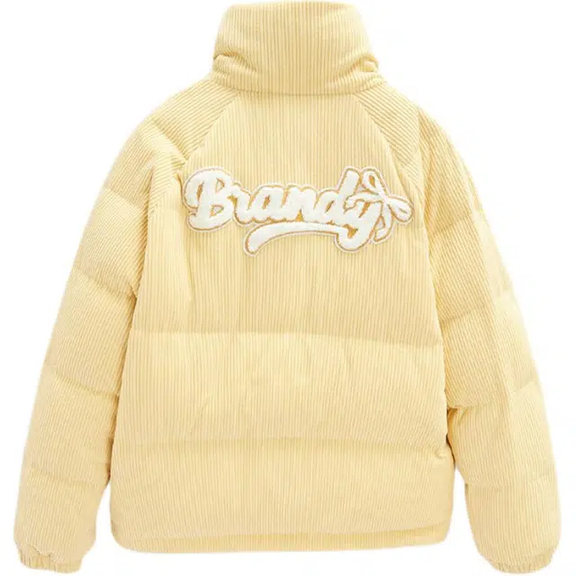 爱依服 背面字母印花立领保暖设计长袖羽绒服 女款 黄