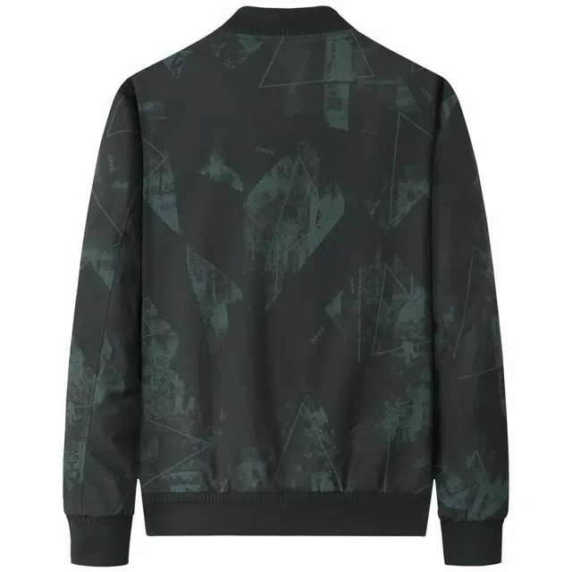 与狼共舞 撞色暗纹耐磨防风时尚百搭棒球领夹克外套 男款 黑色