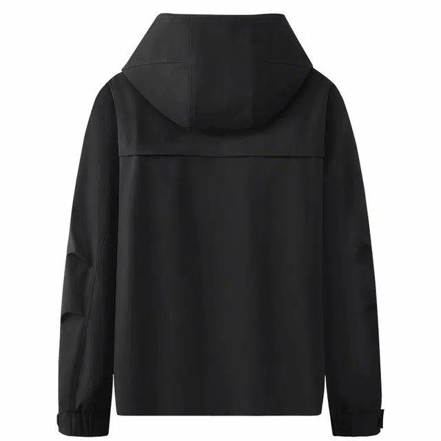 与狼共舞 户外休闲加绒保暖防风多口袋连帽夹克外套 男款 黑色