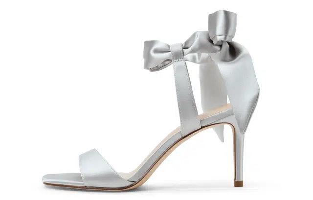 CHARLES&KEITH Satin Bow Tie Sandals 8cm Black Textured Pink