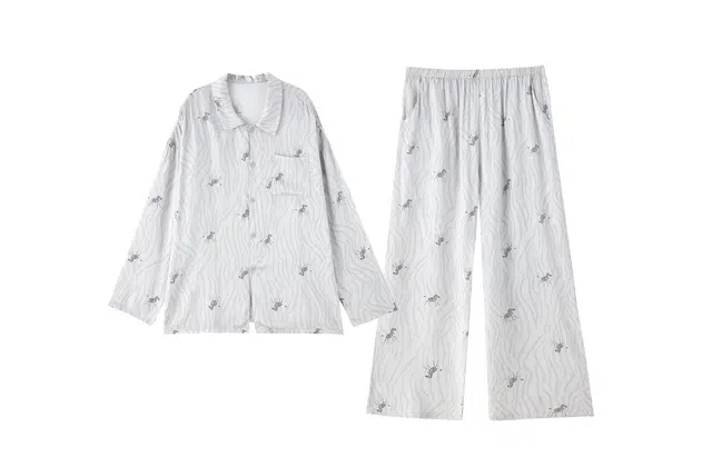 俏薇妮 简约时尚柔软高级感长袖长裤家居服休闲睡衣套装 男款 白色