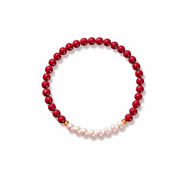 芳缘小傅 转运珠本命年红绳施家珍珠红色串珠#好运 朱砂 手串 女款