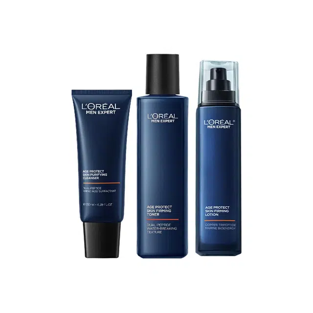 欧莱雅 男士青春肌源紧致 护肤套装 淡纹保湿紧致清洁 水乳四件套