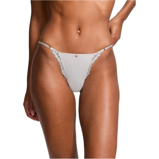 Victoria's Secret DREAM ANGELS Lace Adjustable String Bikini Panty Grey 1