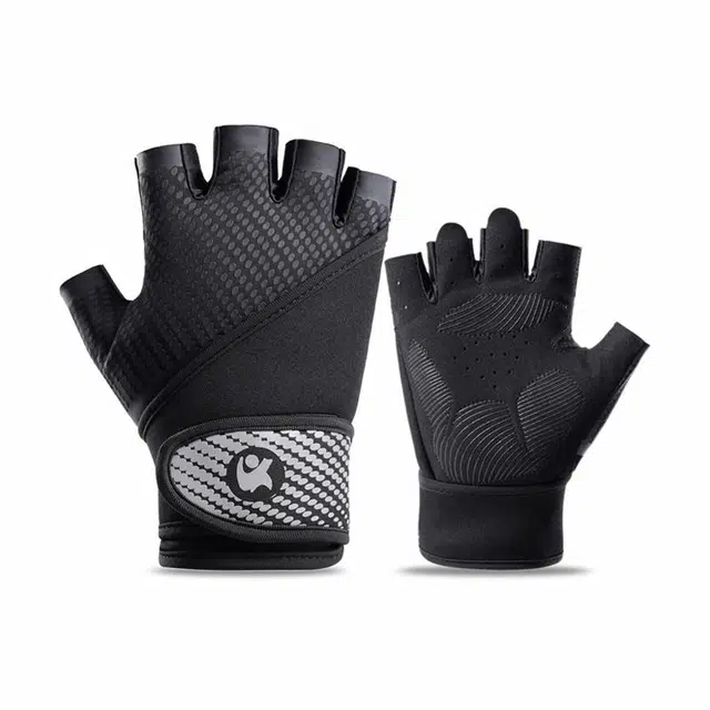 木林森 运动半指 哑铃撸铁力量器械训练防滑减震带护腕一体 锦纶 涤纶 超纤革 硅胶 健身手套 男女同款情侣款