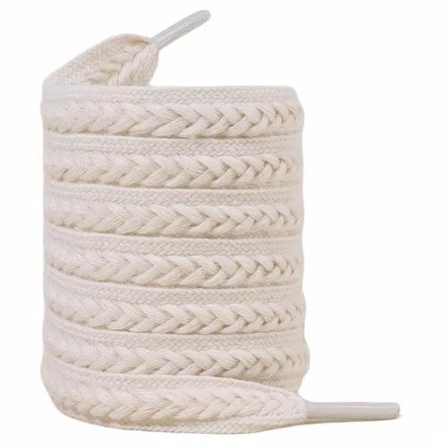 木林森 米色麦穗适配高低帮小白鞋休闲运动鞋麻花编织扁平纯白布鞋 涤棉 鞋带 男女同款情侣款