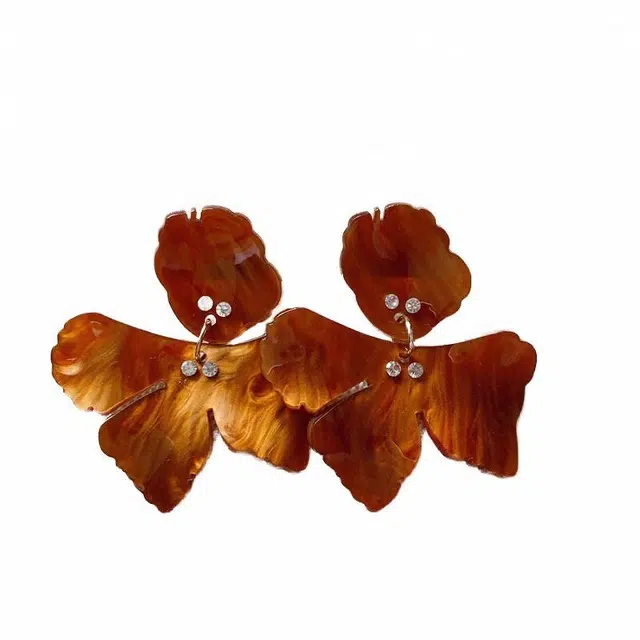 前方大荒野 异形肌理花朵夸张复古花瓣欧美个性百搭时尚轻奢街头韩版小众创意 合金/树脂 耳环 女款