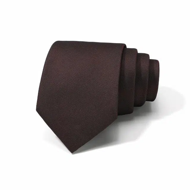 木林森 经典百搭暗红纯色 休闲正装职业商务手打款 聚酯纤维 领带 男款