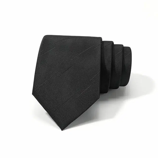 木林森 西装配饰黑色不规则高级感 休闲正装职业商务手打款 聚酯纤维 领带 男款