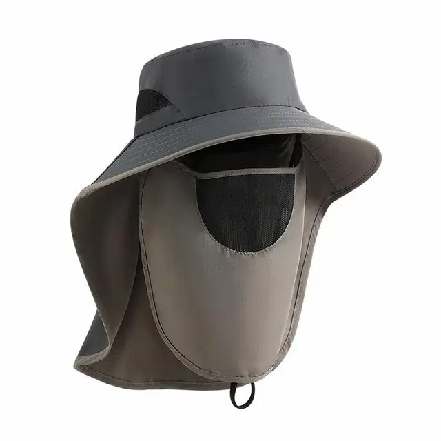 【全面防护】 浪莎 帽子夏季户外出行登山钓鱼徒步露营护颈太阳帽速干透气遮阳防紫外线 面罩可拆卸聚酯纤维 渔夫帽 男女同款情侣款