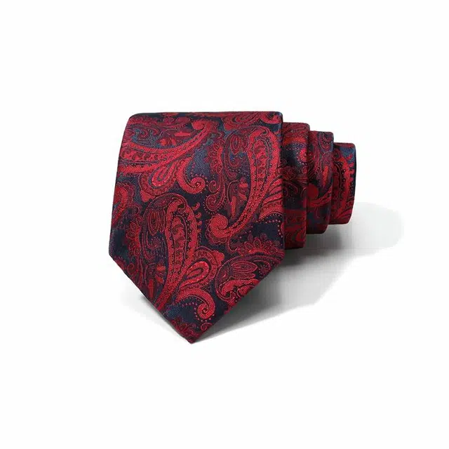 木林森 酒红腰果花纹复古手打款 商务正装职业新郎结婚西装配饰 聚酯纤维 领带 男女同款情侣款
