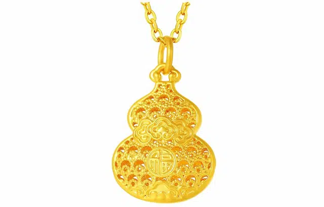 老庙 福禄双全吉祥葫芦祥云镂空花丝 吉祥如意挂坠 足金 按克计价 黄金吊坠 女款