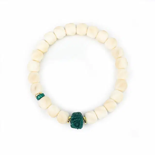 天纵 新中式时尚收藏文玩国潮好运饰品 本命年巳巳如意生生不息 转运招财醒狮潮流手饰 白玉菩提 手串 男女同款情侣款