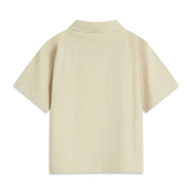 李宁儿童衬衫 户外系列 单排扣休闲柔软短袖 海岸灰 青少年