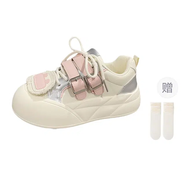 小鹿米利 甜酷厚底小众设计小白鞋 防滑耐磨 低帮 板鞋 女款